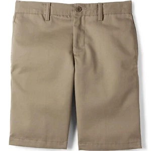 Lands End Boys School Uniform Khaki Chino Shorts Size 14 Stain Resistant New - Picture 1 of 2