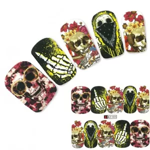 Nagel Sticker Tattoo Nail Art Totenkopf Skelett Finger Aufkleber - Bild 1 von 2