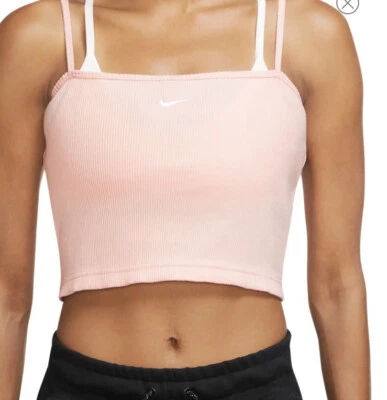 Camiseta sin mangas Nike para mujer ropa deportiva esencial acanalada corta ROSA talla 2XL NUEVO DM6737-610 Foto 1 de 3
