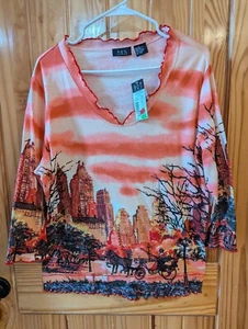 Y2K Sequin Embellished Horses Blouse RQT Brand NWT Colorful - Picture 1 of 10