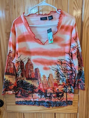 Blusa Caballos Adornada Lentejuelas Y2K Marca RQT NUEVA CON ETIQUETAS Colorida  Foto 1 de 4