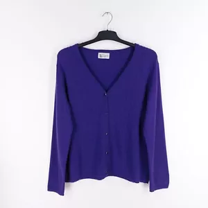 Johnstons of Elgin Gr. XL lila 55% Seide 45% Kaschmir Pointelle Strickjacke - Bild 1 von 9