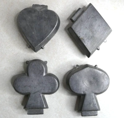 Juego de cuatro cartas de juego de moldes de helado de metal vintage ZZ6 Foto 1 de 4