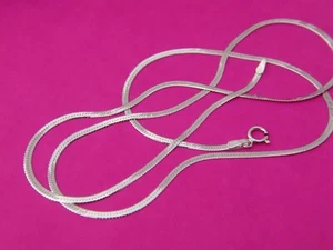 10k white gold herringbone Necklace real 10kt white gold Italian Necklace - Picture 1 of 6