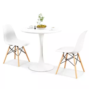 3 PCS Dining Set Modern Round Dining Table 2 Chairs for Small Space Kitchen - Picture 1 of 8