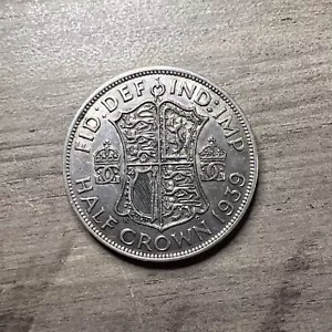 1939 Great Britain United Kingdom UK King GEORGE V Silver Half Crown Coin NM - Picture 1 of 4