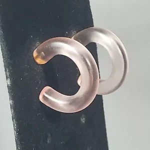 Pendientes de aro colgantes esmerilados rosa retro mediados de siglo modernista boho 1" - Imagen 1 de 9