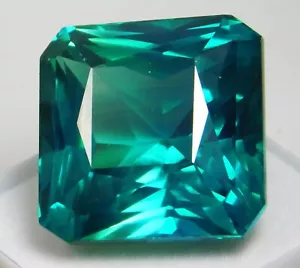 Turmalina Paraiba Natural 100 Ct Azul Verdoso Corte Asscher Piedras Preciosas Certificadas - Imagen 1 de 10