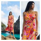 Farm Rio Multicolor Fruit Print Sleeveless Cutout Midi Dress Womens Large NEW