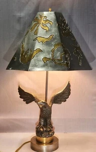 American Federal BALD EAGLE Casted Metal SILVER GOLD Torchiere Table Lamp 26” - Picture 1 of 23