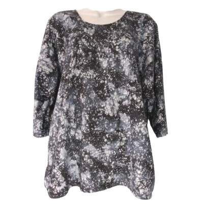 Kim & Cami 抓绒内衬上衣女式 1X 蓝调 3/4 袖休闲舒适柔软 — 第 1/4 张图片