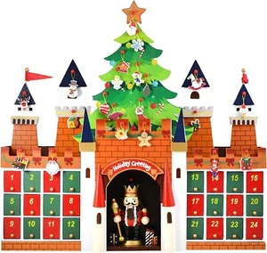 Deluxe Reusable Wooden Castle Advent Calendar Family Holiday Activities 19.5 In - Picture 1 of 7