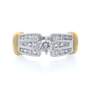 Rachel Koen Diamond Ladies Ring 14K White and Yellow Gold 0.75cttw Size 7 - Picture 1 of 6