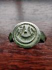 Ancient Roman Silvered Bronze Ring Depicting a Galley Uk Size O 3.8grams