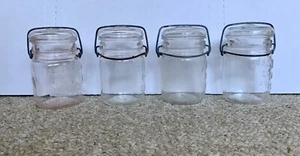 Vintage Atlas E-Z Seal 1 Pint Jar Clear Glass Wire Bail Set Of 4 - Picture 1 of 7