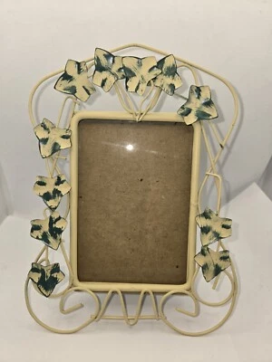 Marco Hoja Hiedra Metal Crema y Verde Vintage Foto 1 de 4
