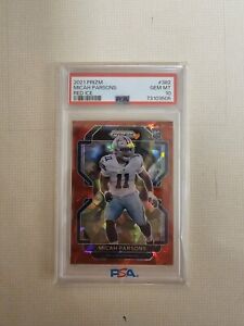 2021 Panini Prizm Micah Parsons Red Cracked Ice #382 PSA 10 Rookie RC