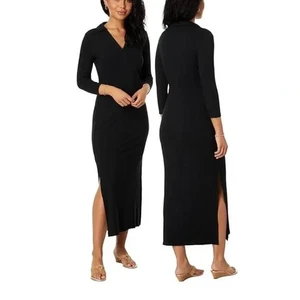 NWT LILLY PULITZER BLACK OLLIE 3/4 SLEEVE MAXI POLO DRESS XL $168 - Picture 1 of 4