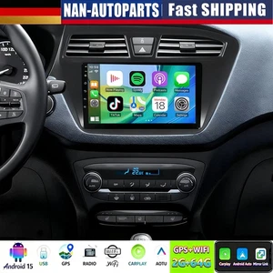 9 Zoll 2+64GB Android15 CarPlay Autoradio GPS Navi+Kam Für Hyundai i20 2015-2017 - Bild 1 von 23