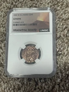 1840 W N.E. Indies Cent Krakatoa Hoard, NGC Certified Genuine - Picture 1 of 3