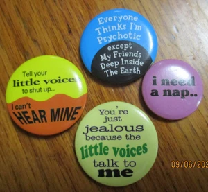4 😆 COMICAL/ SARCASTIC/ FUNNY/ EDGY/ NOVELTY PINBACK BUTTONS 🤣 - Picture 1 of 4