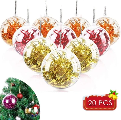 20Pz Palla Di Natale Trasparente, 10CM Sfera Riempibile in Plastica Acrilica Pal - Immagine 1 di 4