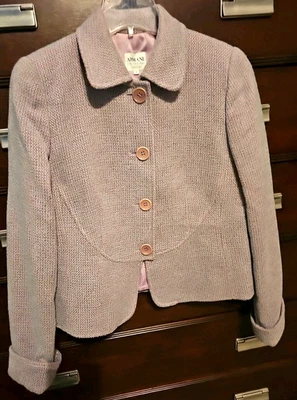 ARMANI COLLEZIONI BLAZER КУРТКА СИНИЙ СЕРЫЙ ЛАВАНДА РОЗОВЫЙ ТВИДОВЫЕ ПУГОВИЦЫ L/S ИТАЛИИ - Изображение 1 из 4