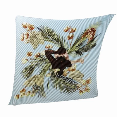 HERMES Scarf Carre 90 Silk Pleated Turbans des Reines Blue Rare Authentic - Image 1 of 4