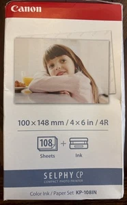 Canon Selphy CP1500 CP1300 CP1200 4x6 108 sheets Color Ink Paper Set KP-108IN - Bild 1 von 5