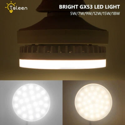 5W-18W LED Warm/Cool White GX53 Lamp Bright Home 85-265V Office Hotel 8Pcs - Image 1 of 4