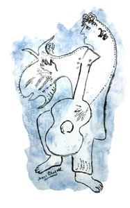Marc Chagall Radierung, Aquqtint, blaue Gitarre - Bild 1 von 3