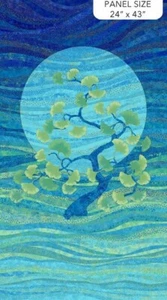 Northcott Shimmer Ginko Garden 26850M 49 Garden Tree 24" Panel w/Metallic Cotton - Picture 1 of 1