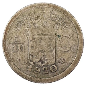 Indes orientales néerlandaises - 1/10 gulden 1920 Wilhelmine - argent - KM.311 - Imagen 1 de 2