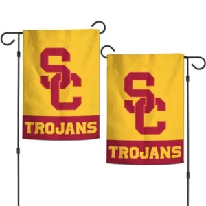 USC TROJANS 2 SIDED EMBROIDERED APPLIQUE GARDEN FLAG 12.5"X18" NCAA - Picture 1 of 1