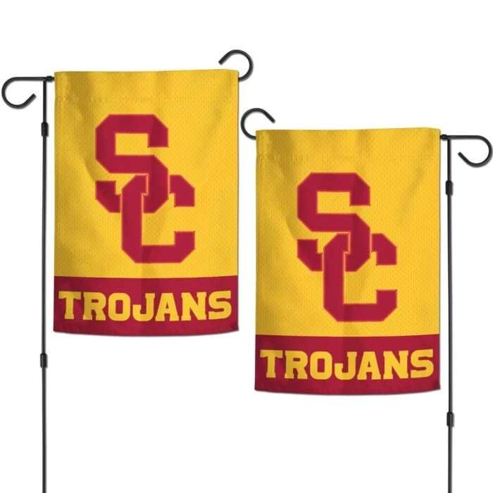 USC TROJANS 2 SIDED EMBROIDERED APPLIQUE GARDEN FLAG 12.5"X18" NCAA - Image 1 of 1