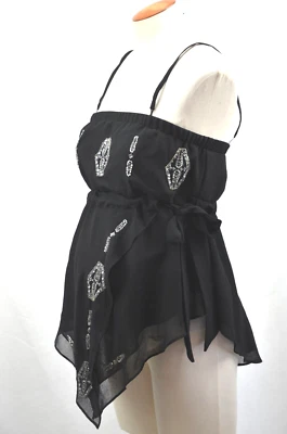 MOTHERHOOD MATERNITY Black Removable Spaghetti Strap Embellished Blouse TOP Sz S - Image 1 of 4