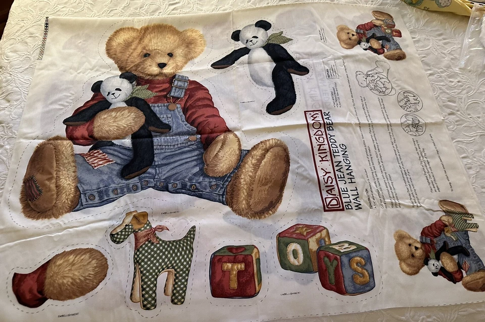 Blue Jean Teddy Wall Hanging Daisy Kingdom #1395 Fabric Panel