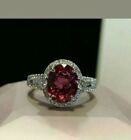 2.35 Ct Natural Ruby & Moissonite Engagement Ring 10K Solid White Gold mom gift