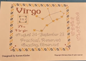 Virgo Zodiac Sign Cross Stitch pattern WITH CHARM Rosewood Manor - Picture 1 of 6
