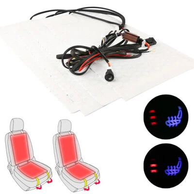 Universal 12V Car Seat Heater Kit Carbon Fiber Pads 3 Level Heated Round Switch - Image 1 of 4