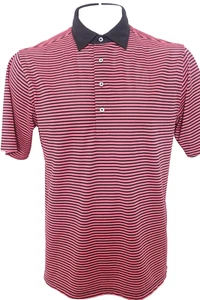 Donald Ross Pink Black Striped Collared SS Button Golf Polo Shirt Men's M - Picture 1 of 9