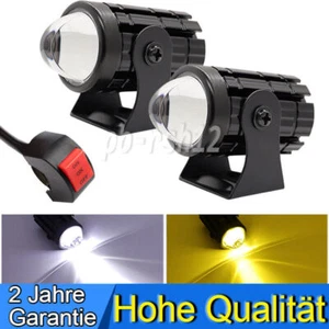 2X Motorrad LED Lampe Zusatzscheinwerfer Scheinwerfer Spot Fog Lampe & Schalter - Bild 1 von 10