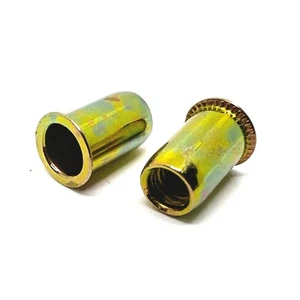 #10-32 (.020-.130) Steel Small Flange Smooth Body Rivet Nut Zinc Yellow - Bild 1 von 1