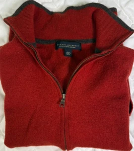 Banana Republic Youth Boys Red Grey Long Sleeve Full Zip Sweater Cardigan Sz. L - Picture 1 of 11