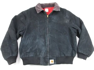 Mens 2XL Carhartt J13 Santa Fe Jacket quilt lined black canvas USA VTG - Picture 1 of 11