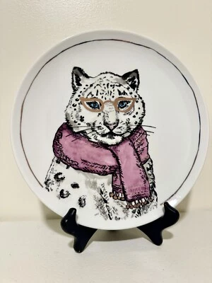 The Cellar Snow Leopard Salad Plate  9″X 9″ Gold Accents - Image 1 of 2