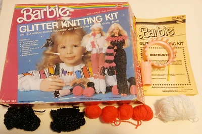 KIT DE TEJIDO BARBIE GLITTER 1986 de colección en caja original - #50523 incompleto Foto 1 de 4