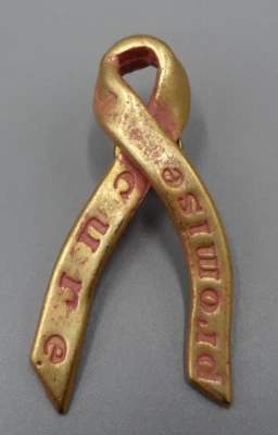 Breast Cancer Ribbon Clutch Pin Tie Tack Cure Hope Promise Pink Enamel 2 & 3/8" Foto 1 de 4
