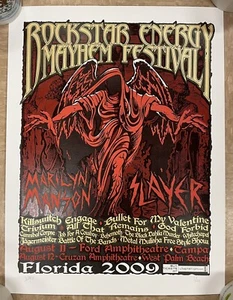 SLAYER, MARILYN MANSON MAYHEM FESTIVAL 2009" CONCERT TOUR POSTER 17.5x23 FLORIDA - Picture 1 of 1