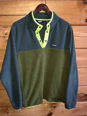 LANDS' END Fleece Sweatshirt Green/Neon Pullover 1/4 Snap Mens Sz M Tall EUC - Image 1 of 4